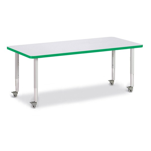 Berries Rectangle Activity Table, 30 in. x 72 in., Mobile, Freckled Gray/Green/Gray